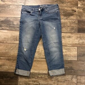 GAP Blue Cropped Jeans with Distressed Details